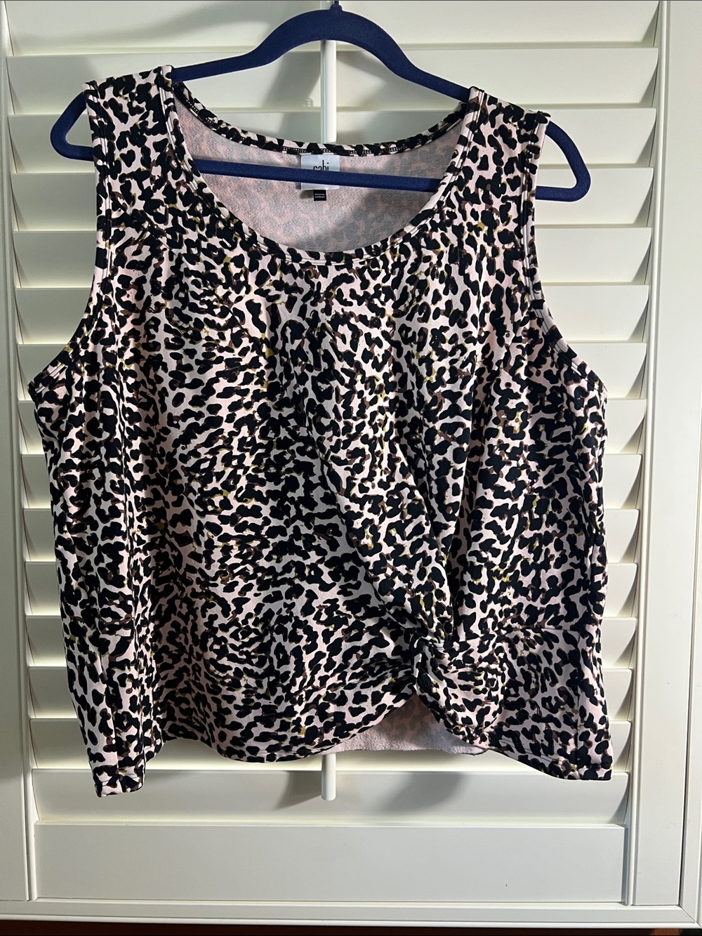 CAbi Knotty Tank - Twist-Front Leopard Print - XL